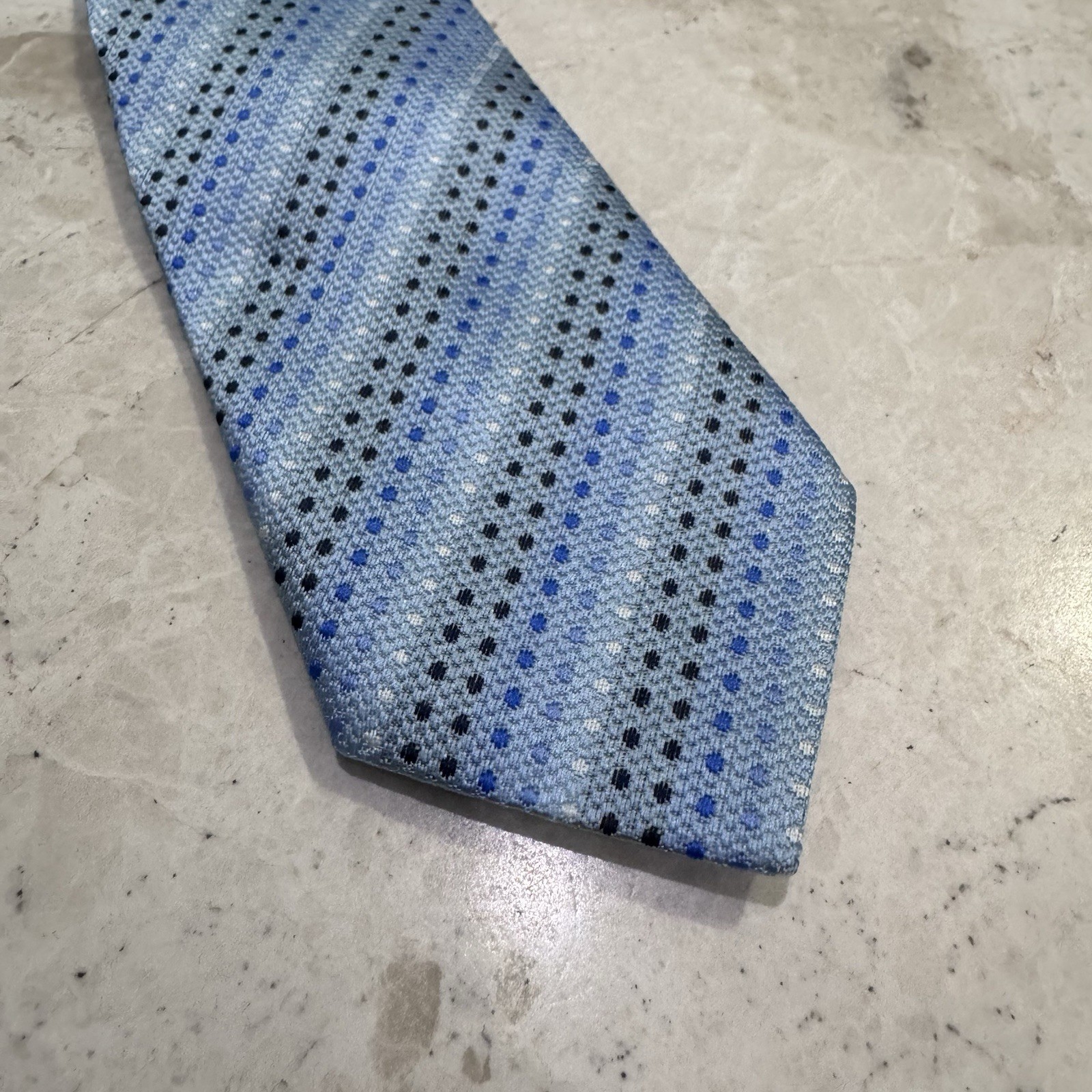 Youth Little Toddler Boys Clip On Neck Tie Blue Black White 9.25 Inches Long