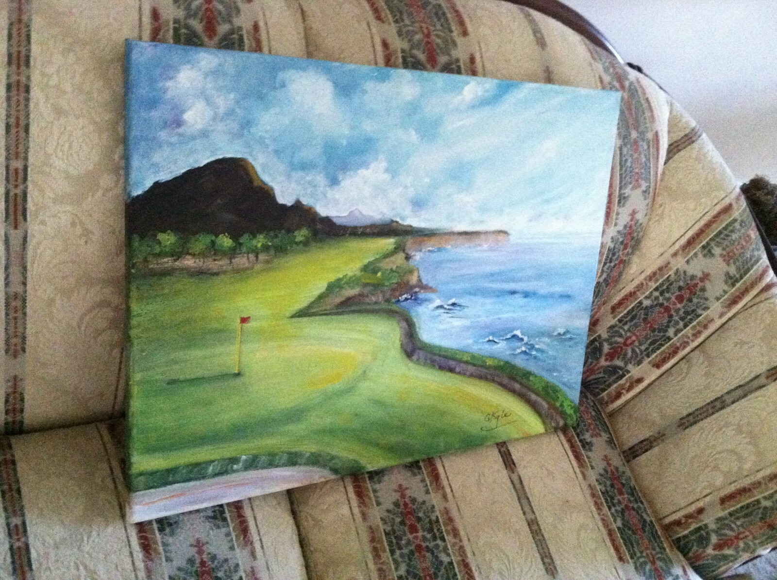 Kauai Golf Oil Painting Hawaii Original Art 18 x 24" Great Gift for Golfers!