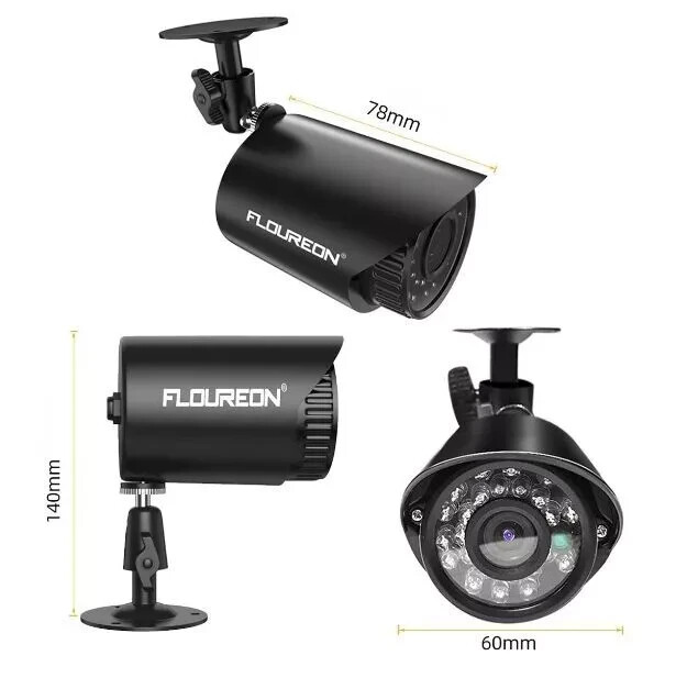 Floureon Security Camera NTSC System 4 AHD Cameras, 1080P, 8CH DVR