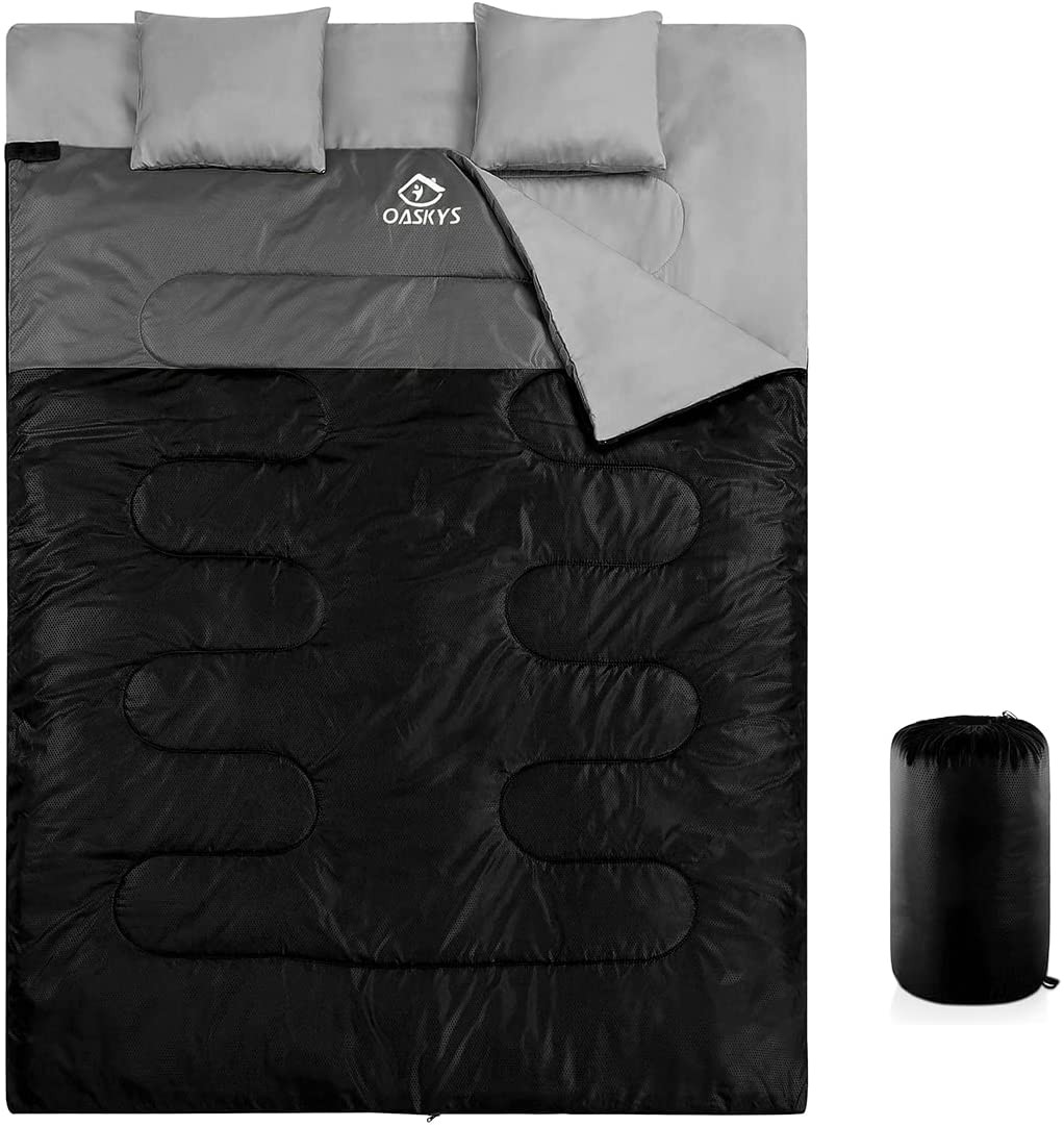 Double Sleeping Bag For Adults With 2 Pillows - Queen Size Xl Waterproof