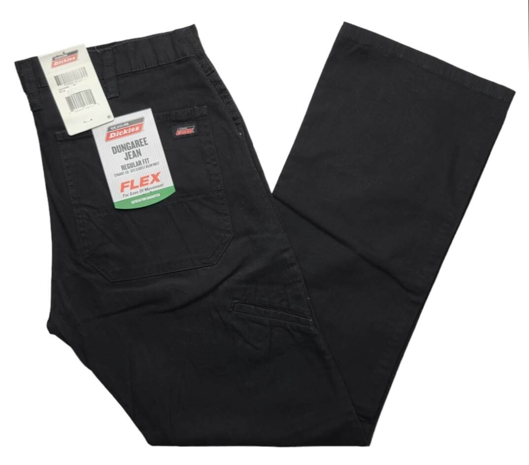 Genuine Dickies #11366 NEW Men Black Regular Fit Straight Leg Flex Dungaree Jean