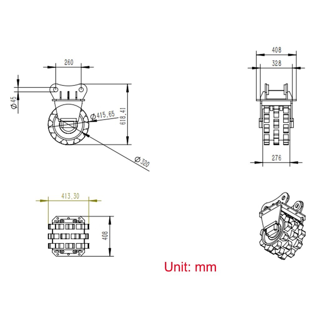 305 Compaction Wheel Attacment Fits Fits Excavator Compaction Wheel Attacment