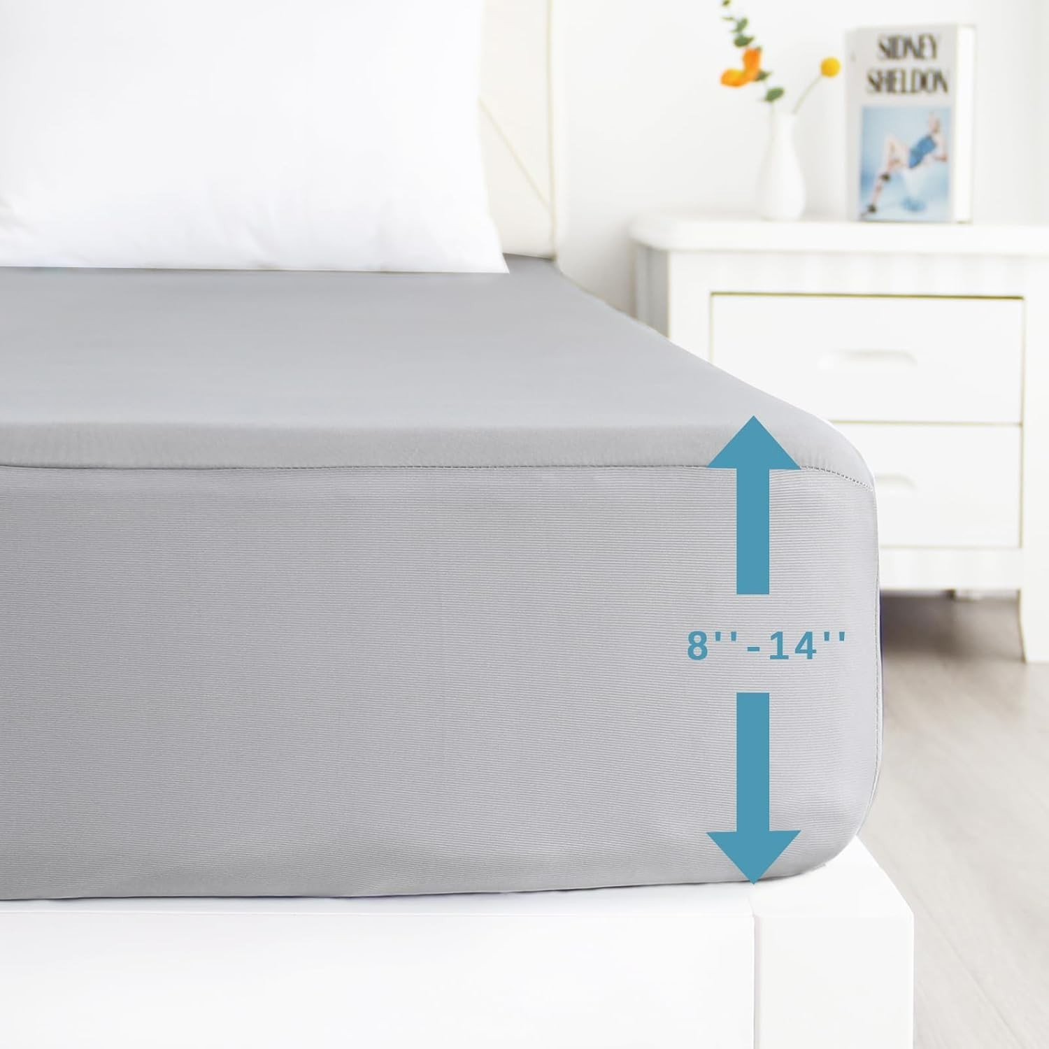 Queen Mattress Protector Waterproof Noiseless Mattress Cover Fits 14" Deep