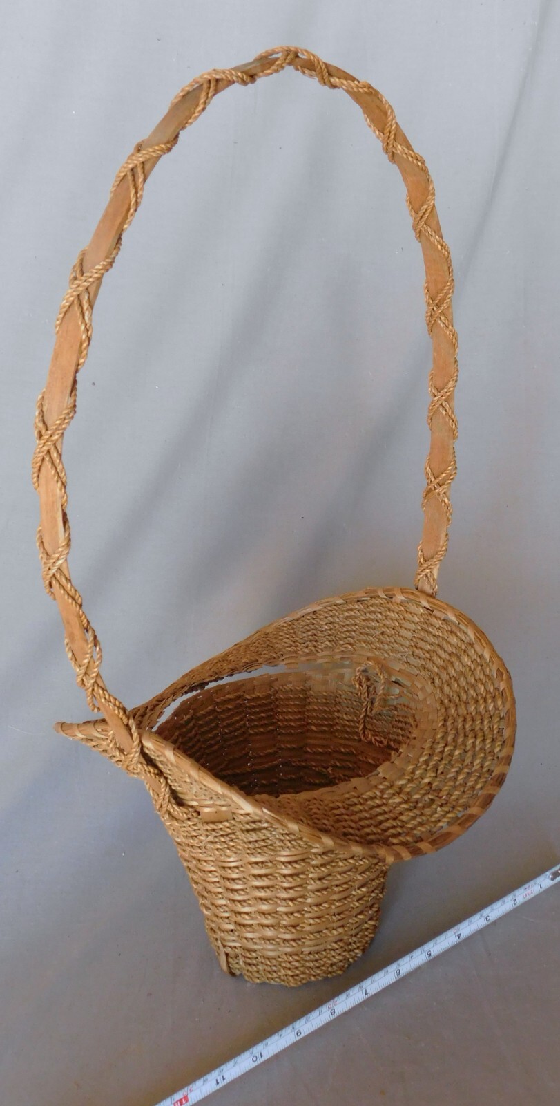 Penobscot Wabanaki Ash Splint Sweetgrass Flower Basket Swing Handle AAFA