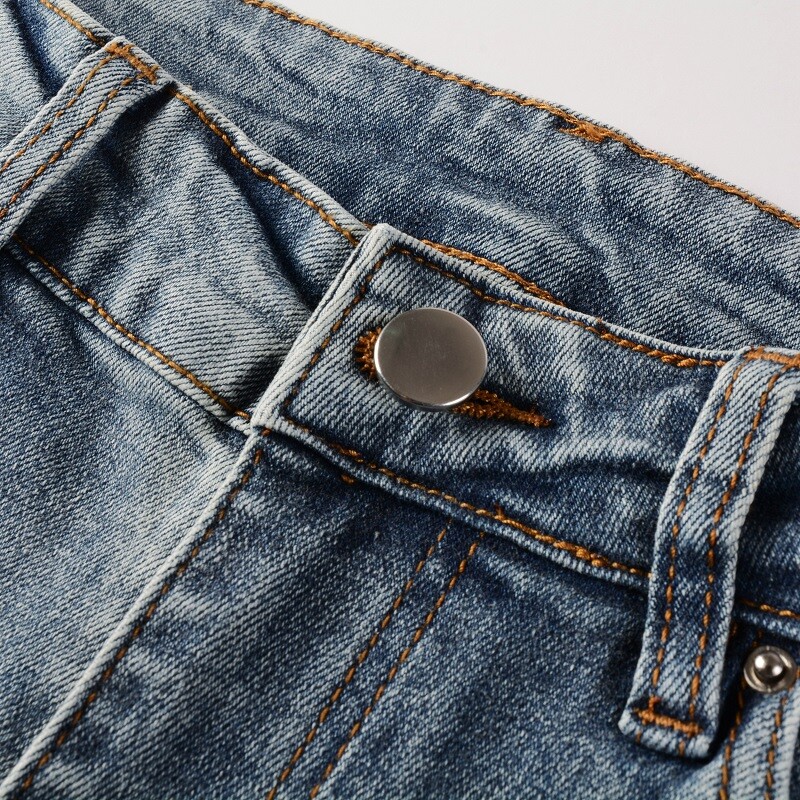 Men's Skinny Fit Stretch Denim Jeans, PU Patches, Distressed Rips & Wash Effect