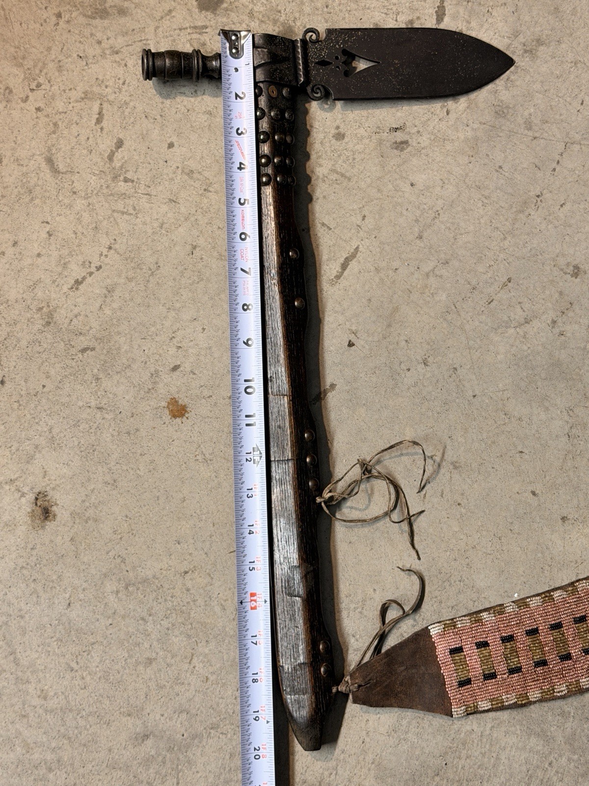 1800’s Native American Lakota (Sioux) Knife–Tomahawk with Beaded Drop