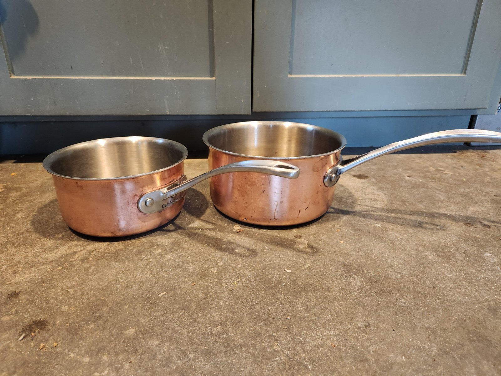 Calphalon 1.5 & 2.5 qt Copper & Stainless Steel Saucepan - NO LIDS