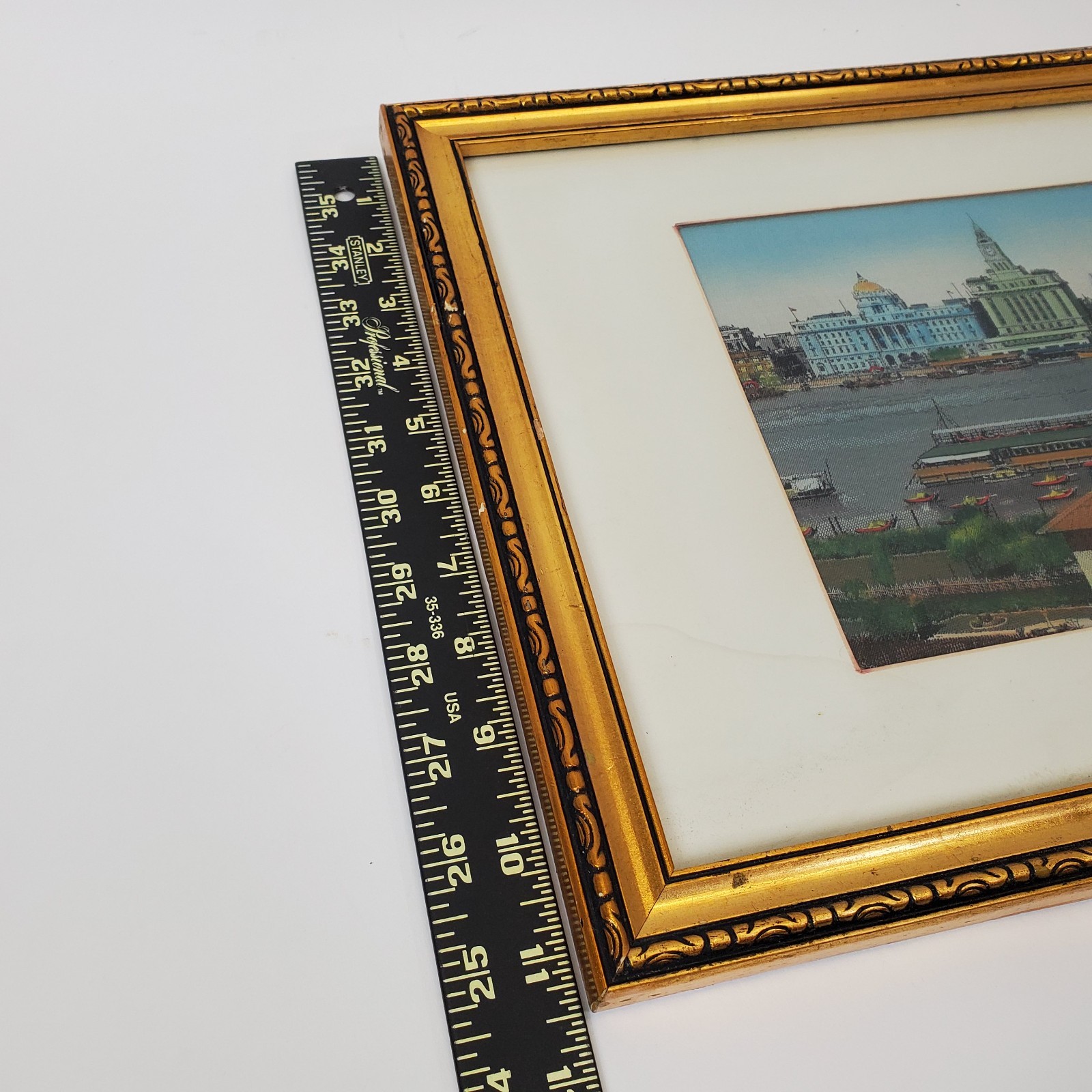 Vintage Shanghai The Bund Silk Woven Panorama Framed Historical Waterfront Art