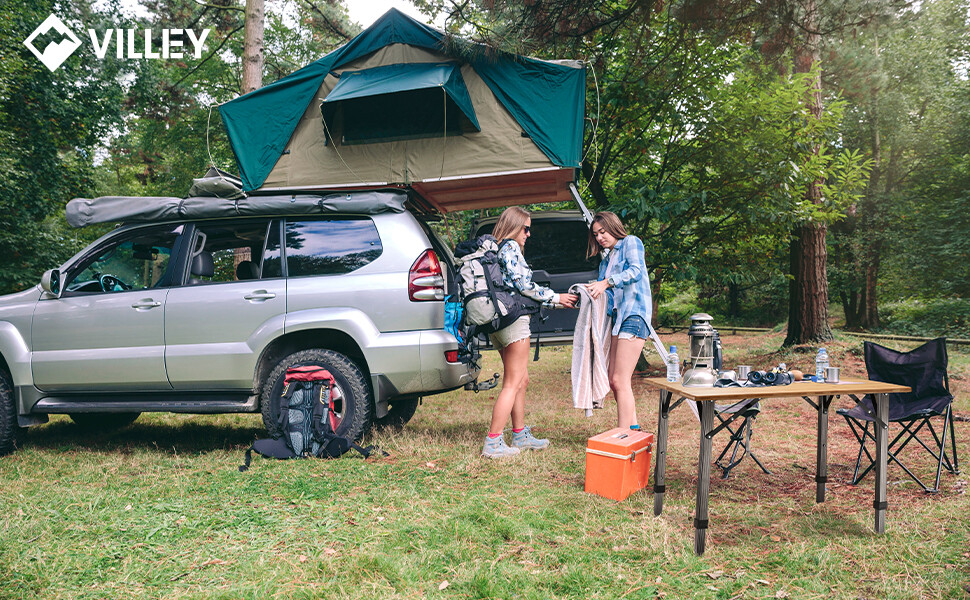 Portable Heavy Duty Adjustable Height Bamboo Folding Table Camping Table 176 lbs