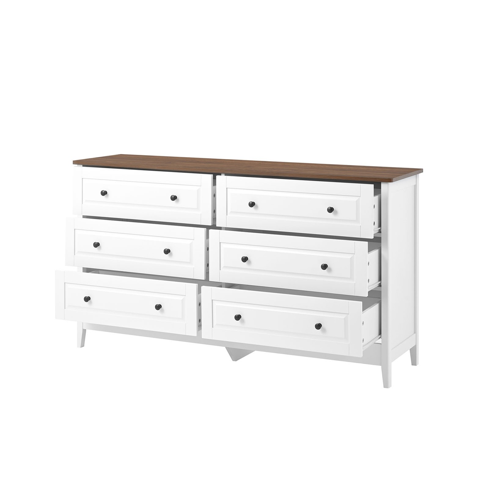 6 Storage Drawer Bedroom Wood Organizer Storage Furniture White