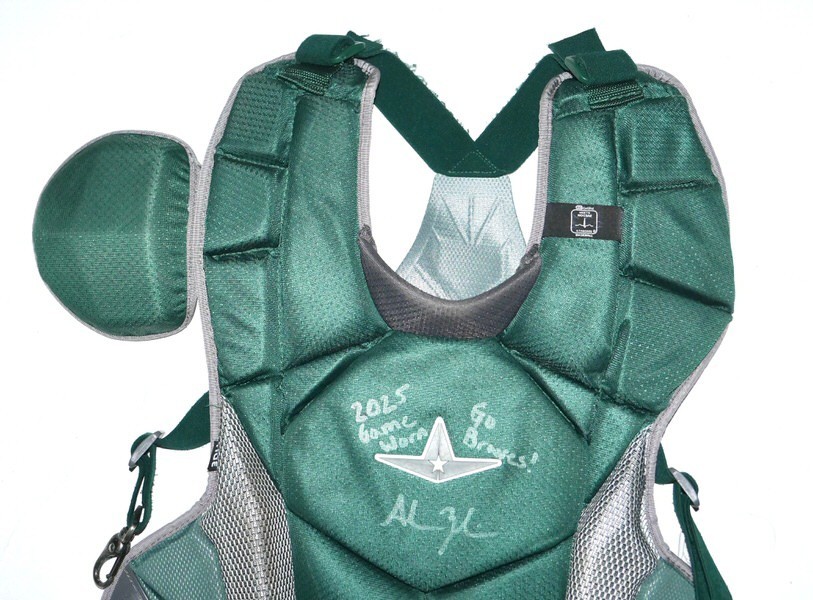 ADAM ZEBROWSKI 2025 COLUMBUS CLINGSTONES GAME WORN ALL-STAR MVP CHEST PROTECTOR