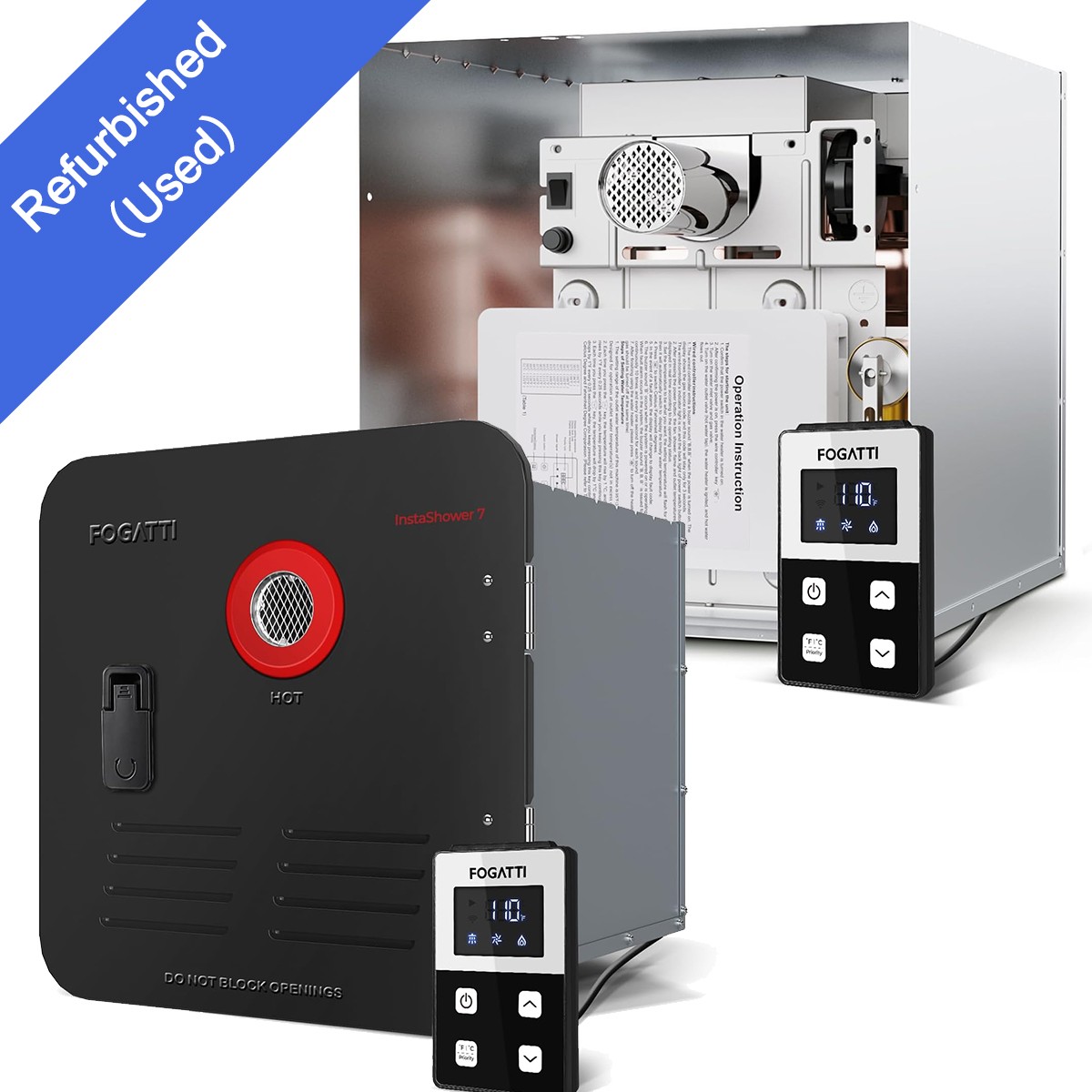 FOGATTI RV Tankless Water Heater InstaShower 7 Plus, 48000 BTU 2.5 GPM Propane