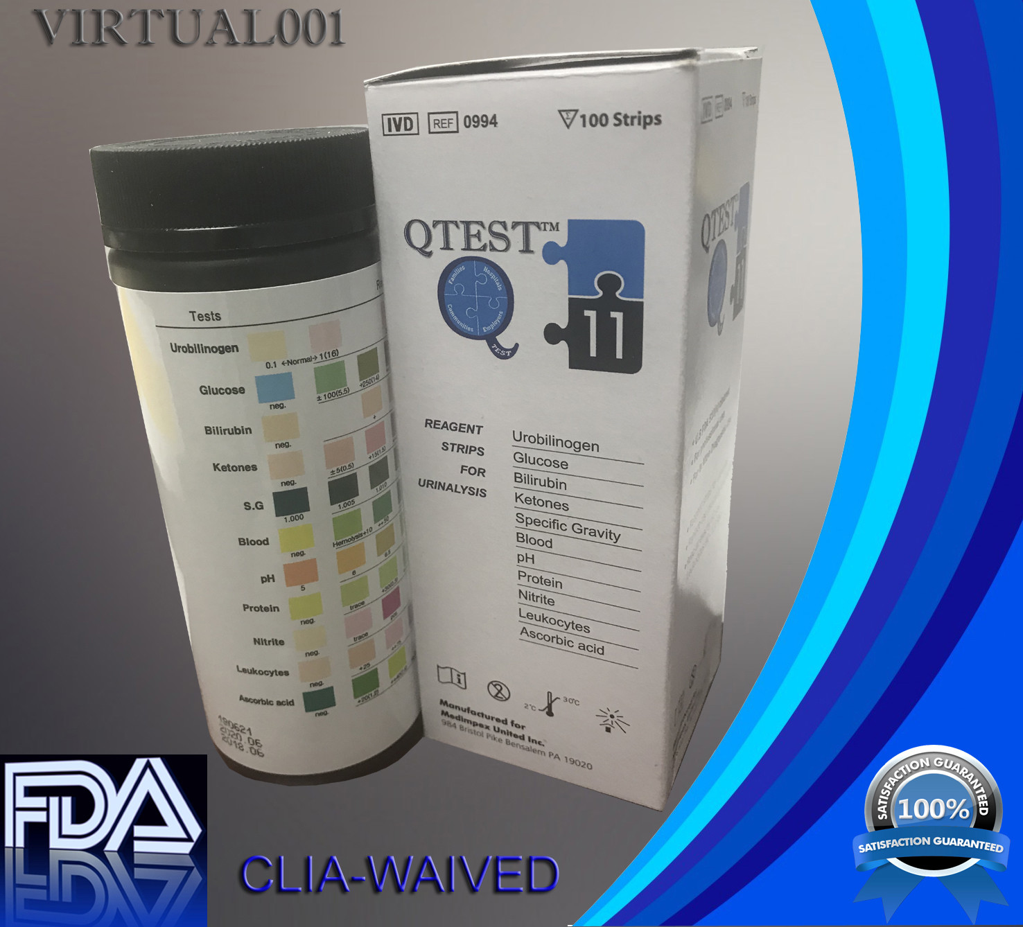 NEW 11 Parameter Urinalysis Reagent Urine Test Strips UTI Protien Glucose