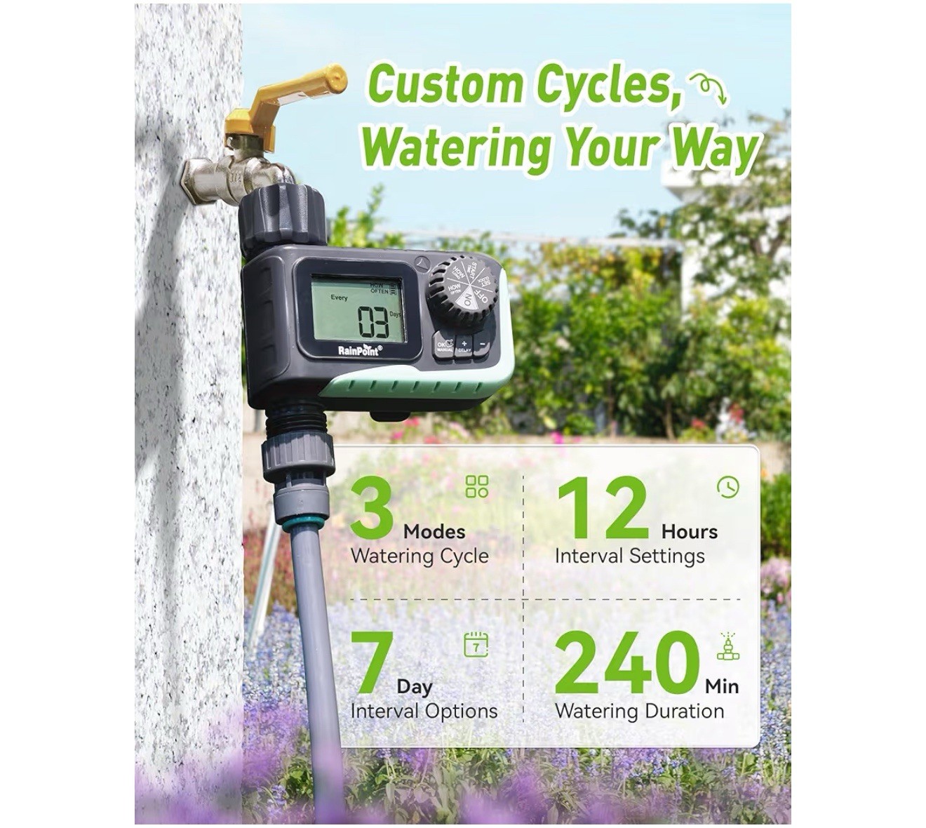 RAINPOINT Sprinkler Timer Outdoor, Water Timer for Garden Hose, Programmable