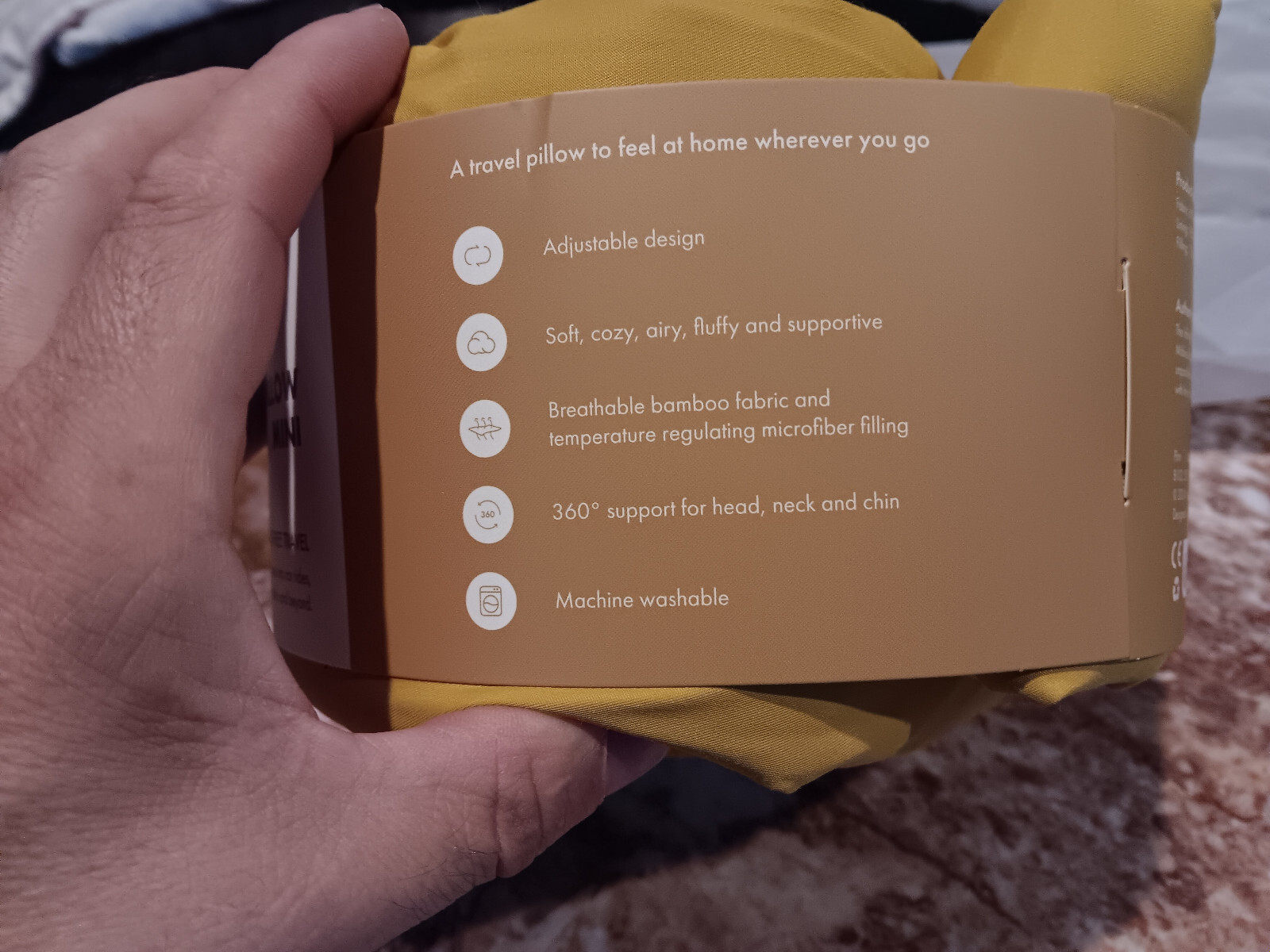 Huzi Infinity Pillow kids Mini Travel Neck Pillow ochre yellow NEW