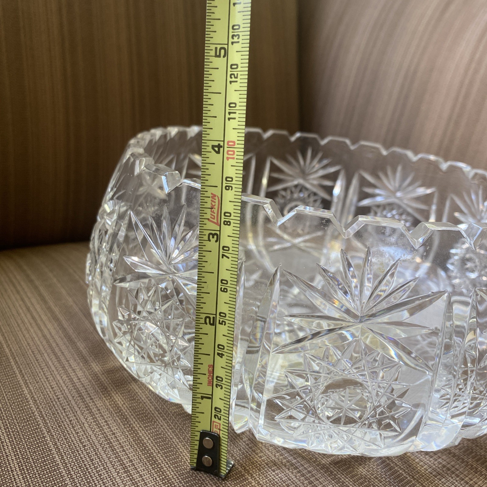 Vintage Hand-Cut ABP Crystal Bowl 8” Starburst & Fan Pattern Brilliant Sparkle