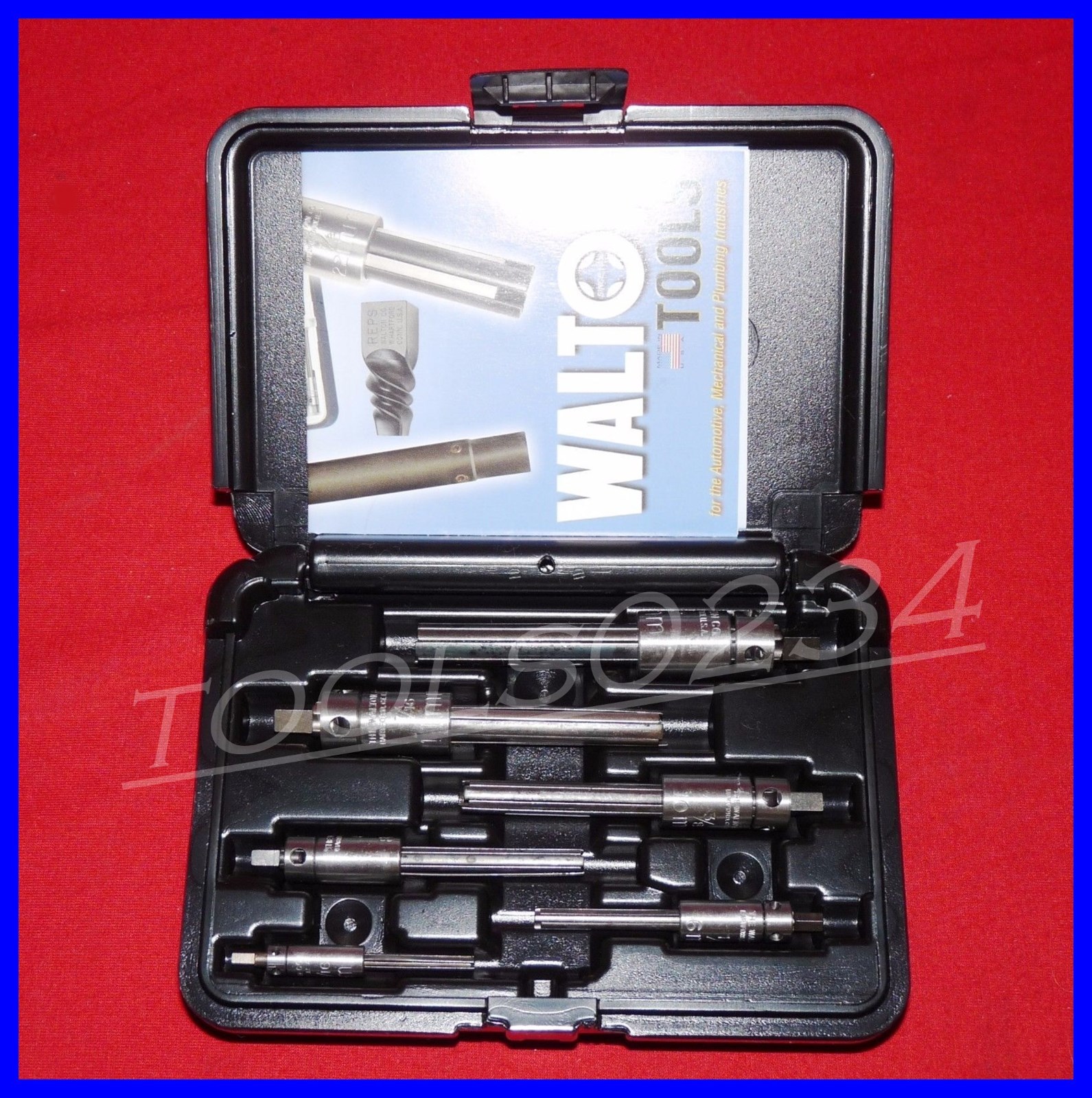 6 PC Tap Extractor Set Walton 18001 USA 4 FL SAE Metric W/ Case NC NF 3/16-1/2