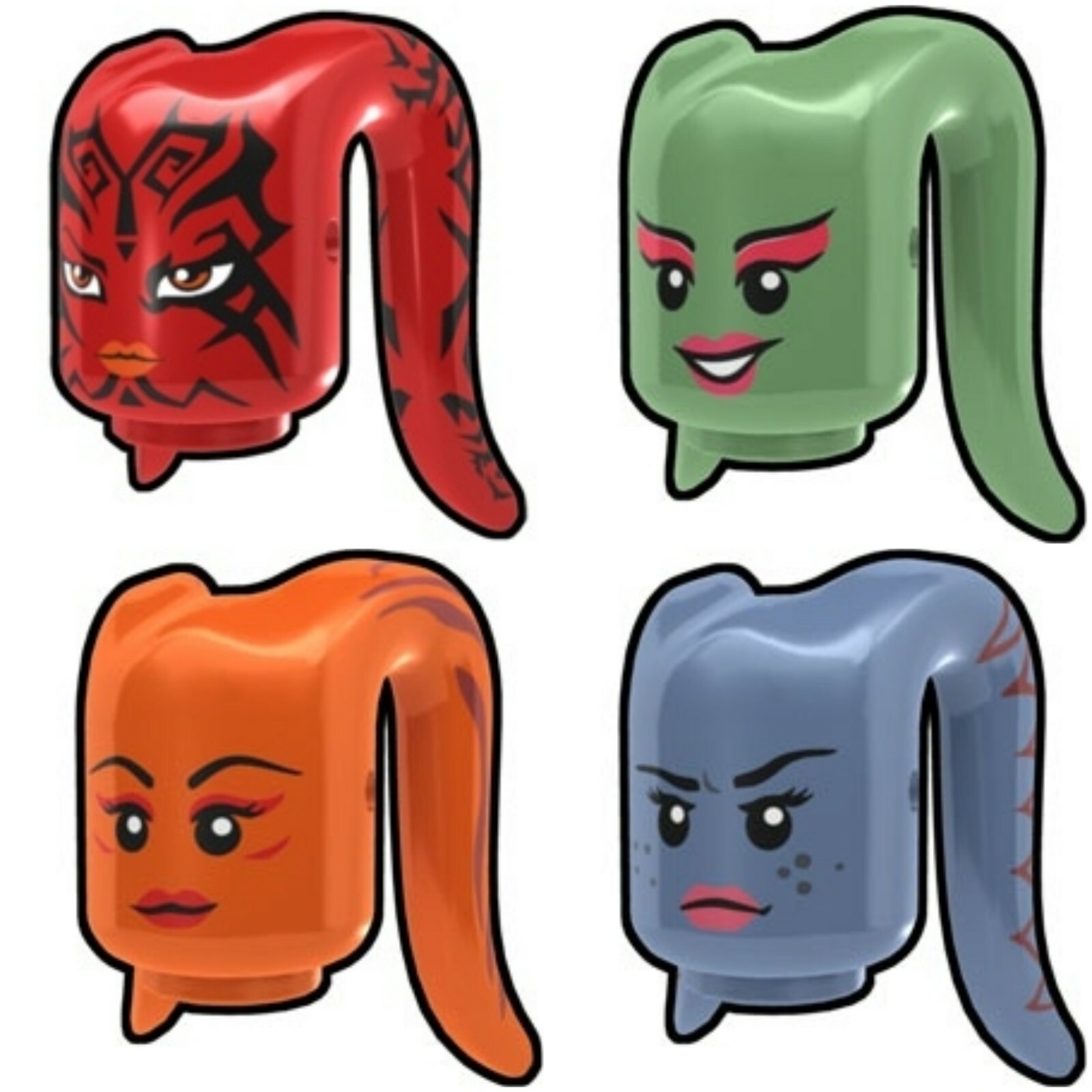 Arealight TWI'LEK TENTACLE HEAD for Minifigures -Pick Style- New AAYLA Lyn Oola