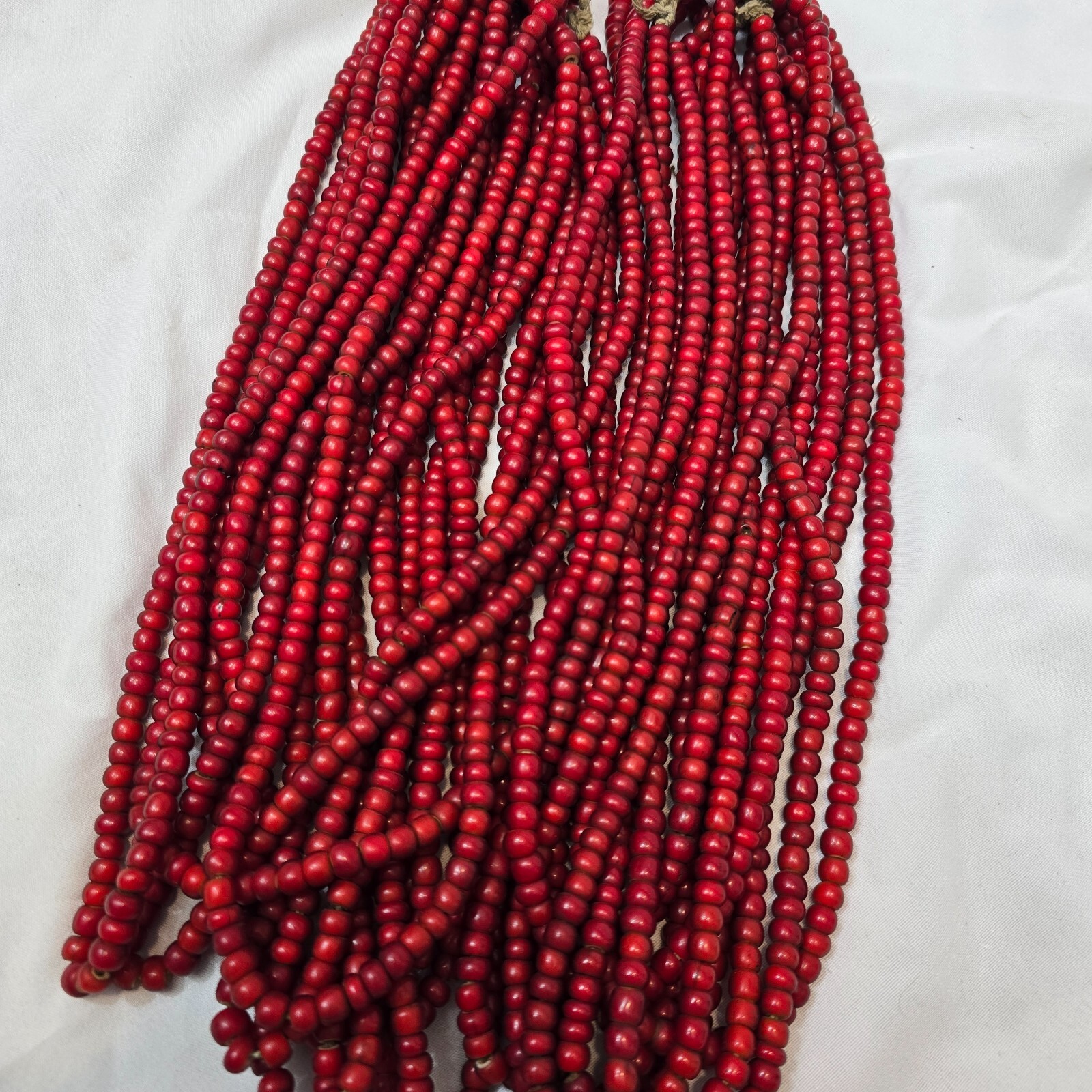 7-8mm Antique Venetian White Heart Trade Beads Long Strand