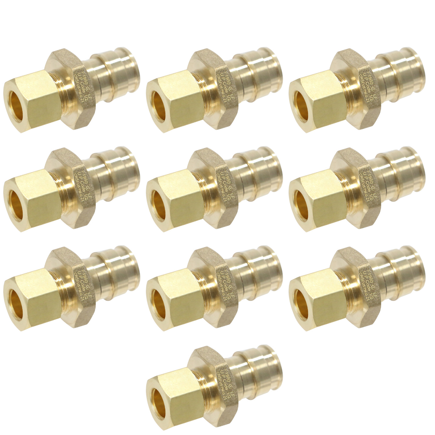 10 Pack 1/2" Pex A X 3/8" OD Straight Adapter F1960 Expansion Uponor Sioux Chief