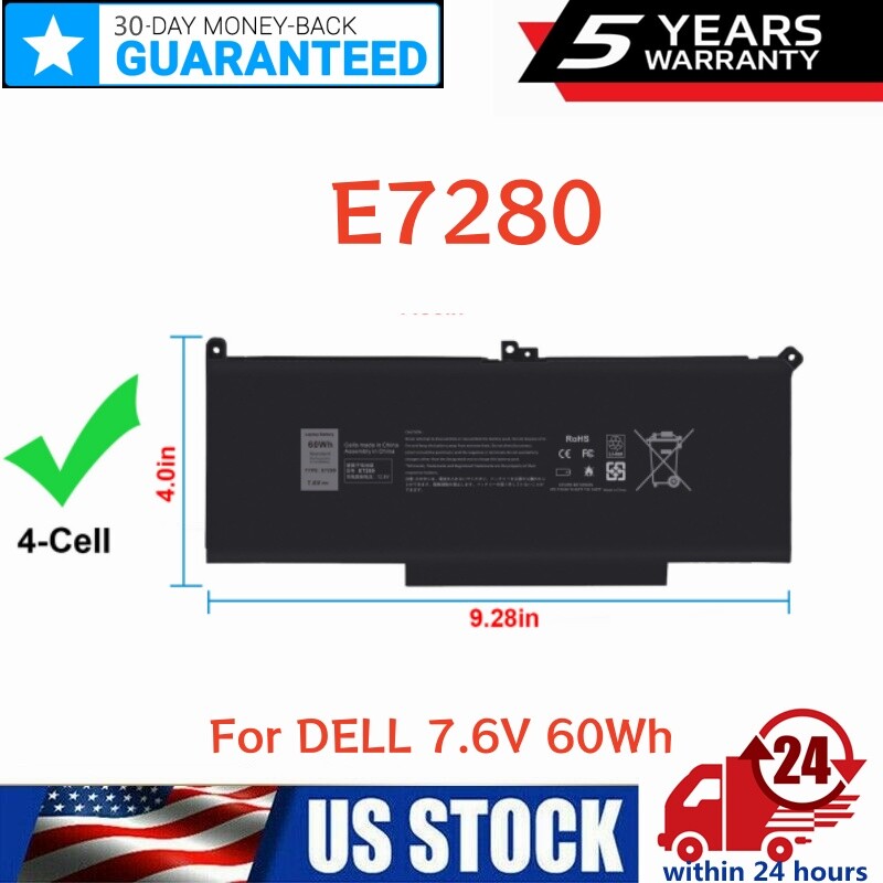 ✅F3YGT Battery For Dell Latitude 7280 7480 7380 7290 7390 7490 7300 7400 60Wh US