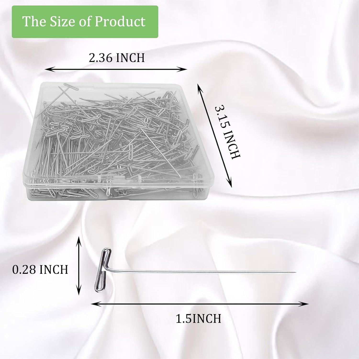 T Pins, 100Pack 1.5 inch Wig Pin, Stainless Steel T-pins for Blocking Knitting,