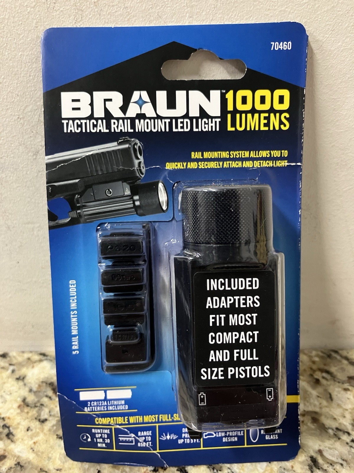 NEW BRAUN (70460) Tactical Rail Mount LED Light 1000-Lumens