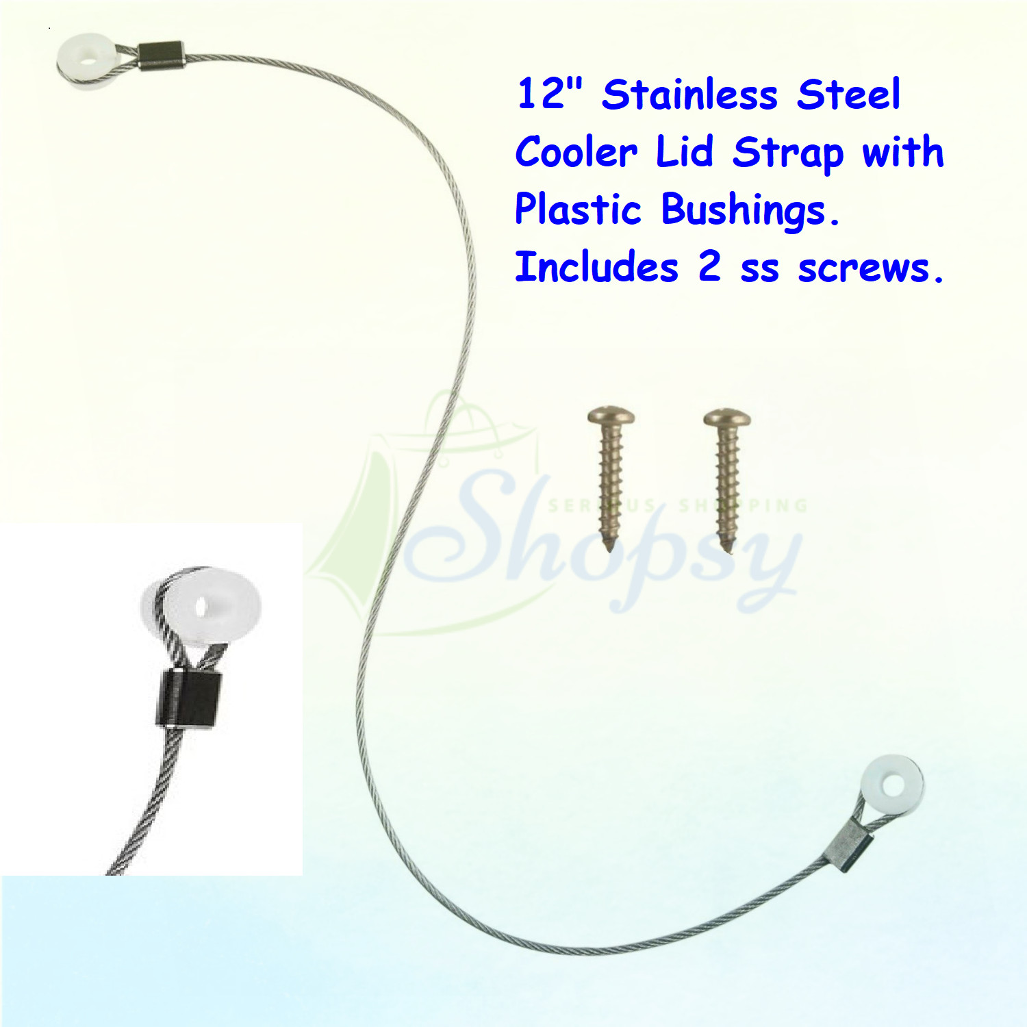 Igloo 12" Heavy Duty Stainless Steel Replacement Lid Strap Cable Coleman Cooler