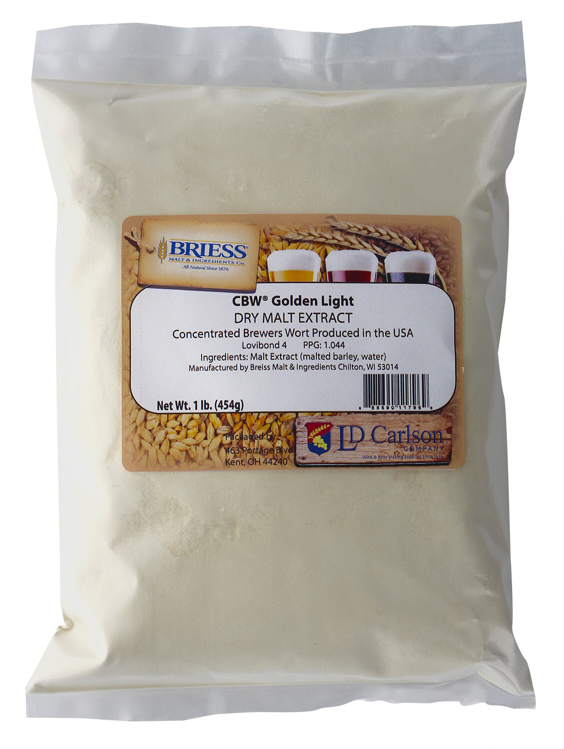 Briess Golden Light Dry Malt Extract 1 lb for Home Brew Beer Making