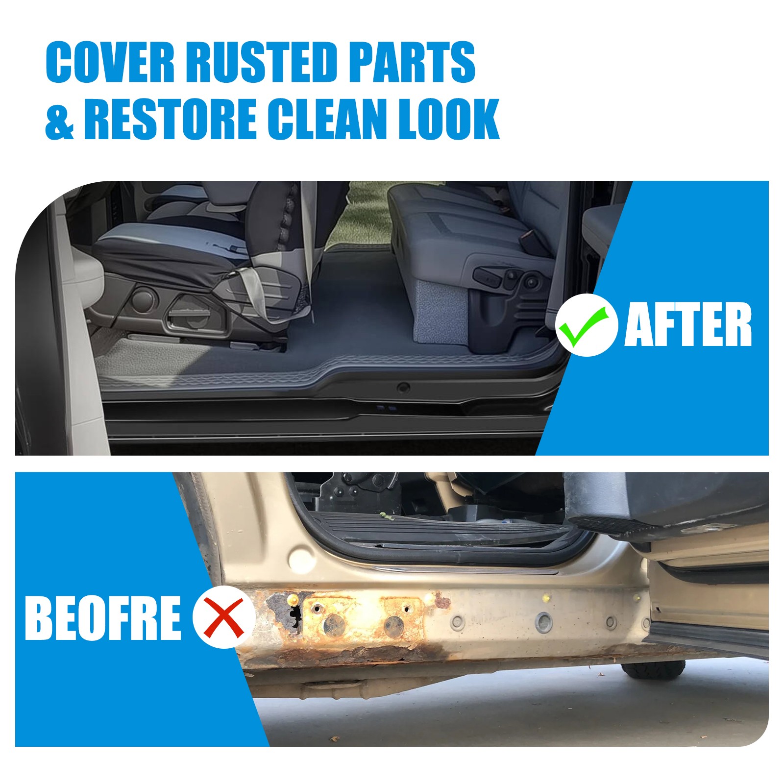 Pair Rocker Panels for 2007-2013 Chevy Silverado GMC Sierra Standard Cab 2 Door