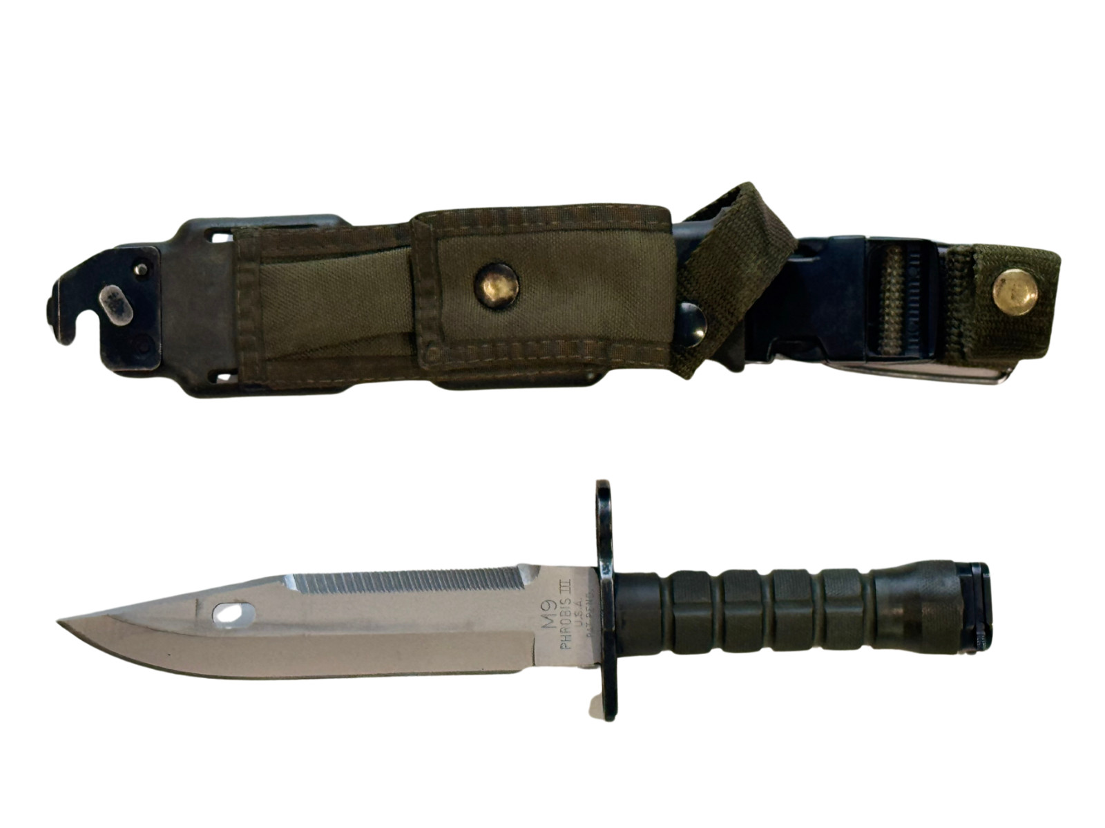 USGI M9 Military Phrobis III Fixed Blade Knife with Scabbard