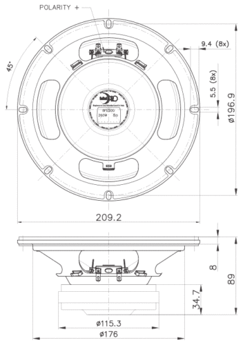 AUTHENTIC 2 X Faital Pro 8FE200 8" Midrange Midbass 260W Audio Speaker 4Ω