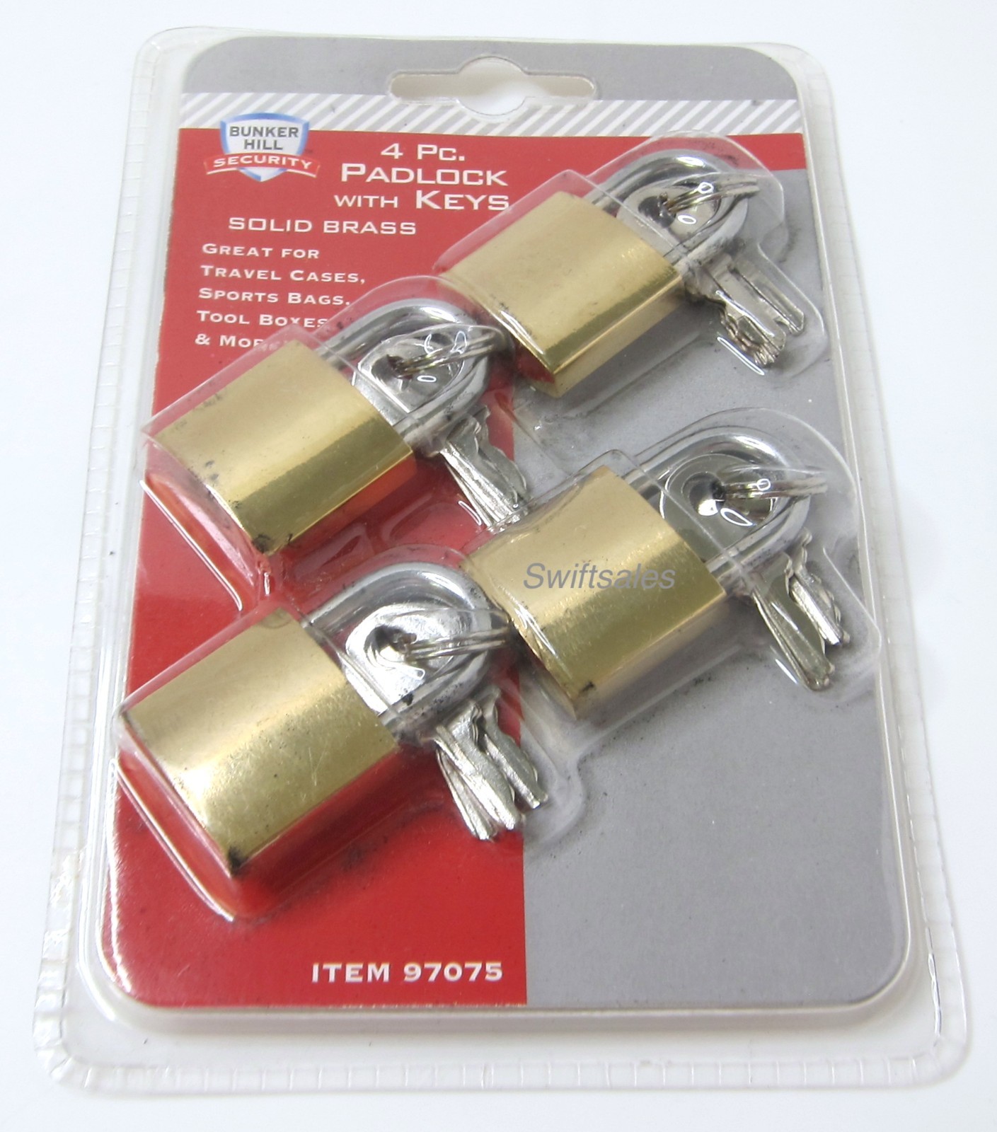Bunker Hill Security 4 Pc Brass Body Hardened Shackle Keyed Alike Mini Padlocks