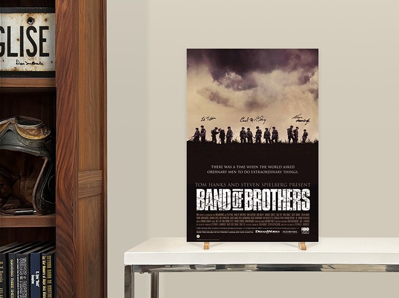 Band of Brothers Poster Autographed by Don Malarkey, Ed Tipper & Earl McClung