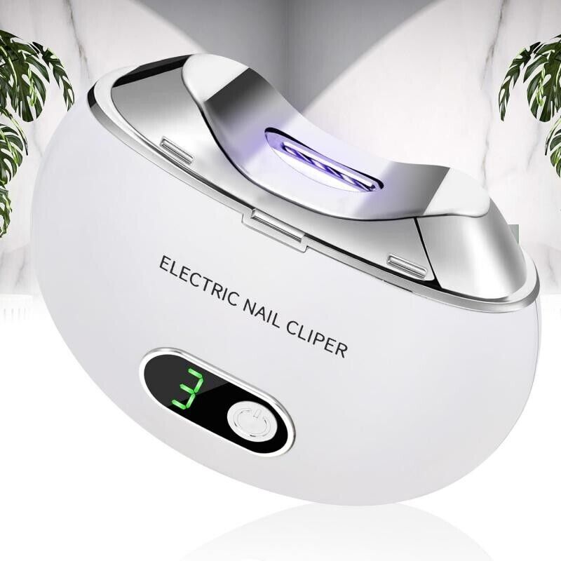 Safety Electric Automatic Nail Clippers Toe Thick Nails Cutter Pedicure White