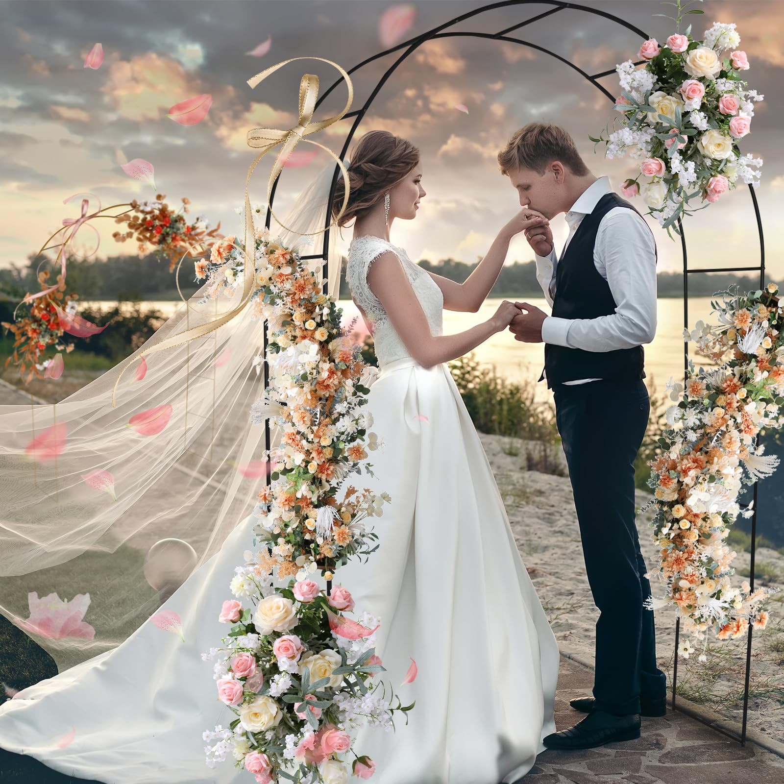 Metal Garden Arch Trellis 7.8FT for Climbing Plants Outdoor Party Decor