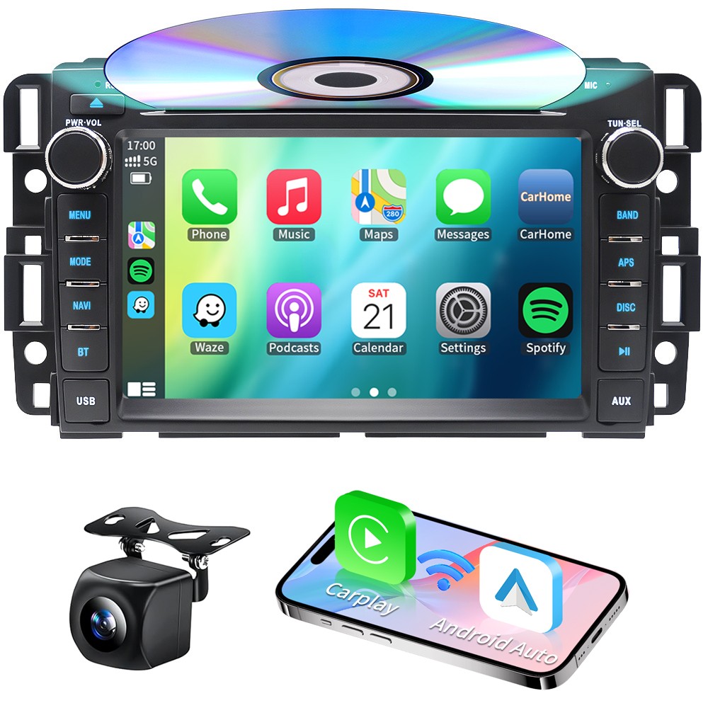 Car Radio Stereo DVD Apple Carplay For Tahoe Yukon Silverado Traverse 2007-2013