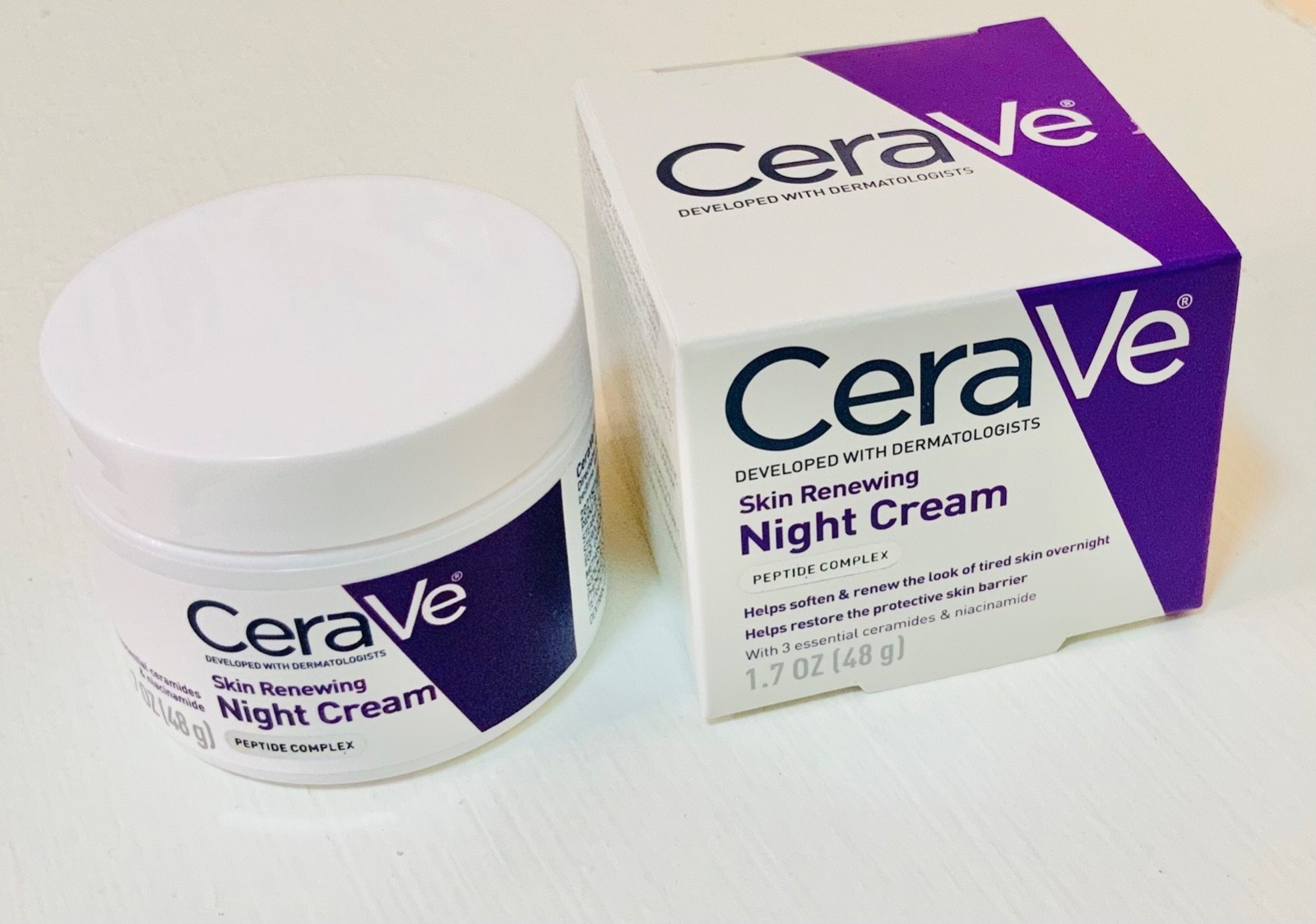CeraVe SKIN RENEWING Face Night Cream w/ Peptide Complex. Hyaluronic Acid