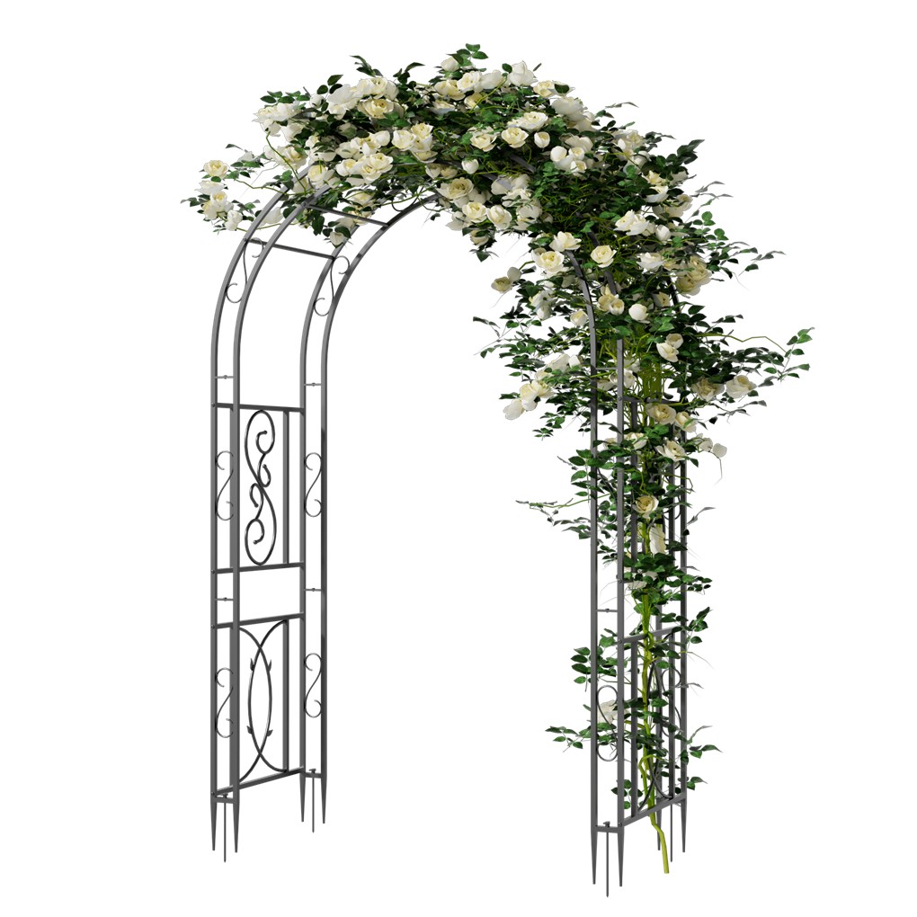 XXL Double-layer Garden Arch Trellis Metal Climbing Plant Archway with 8 Prongs
