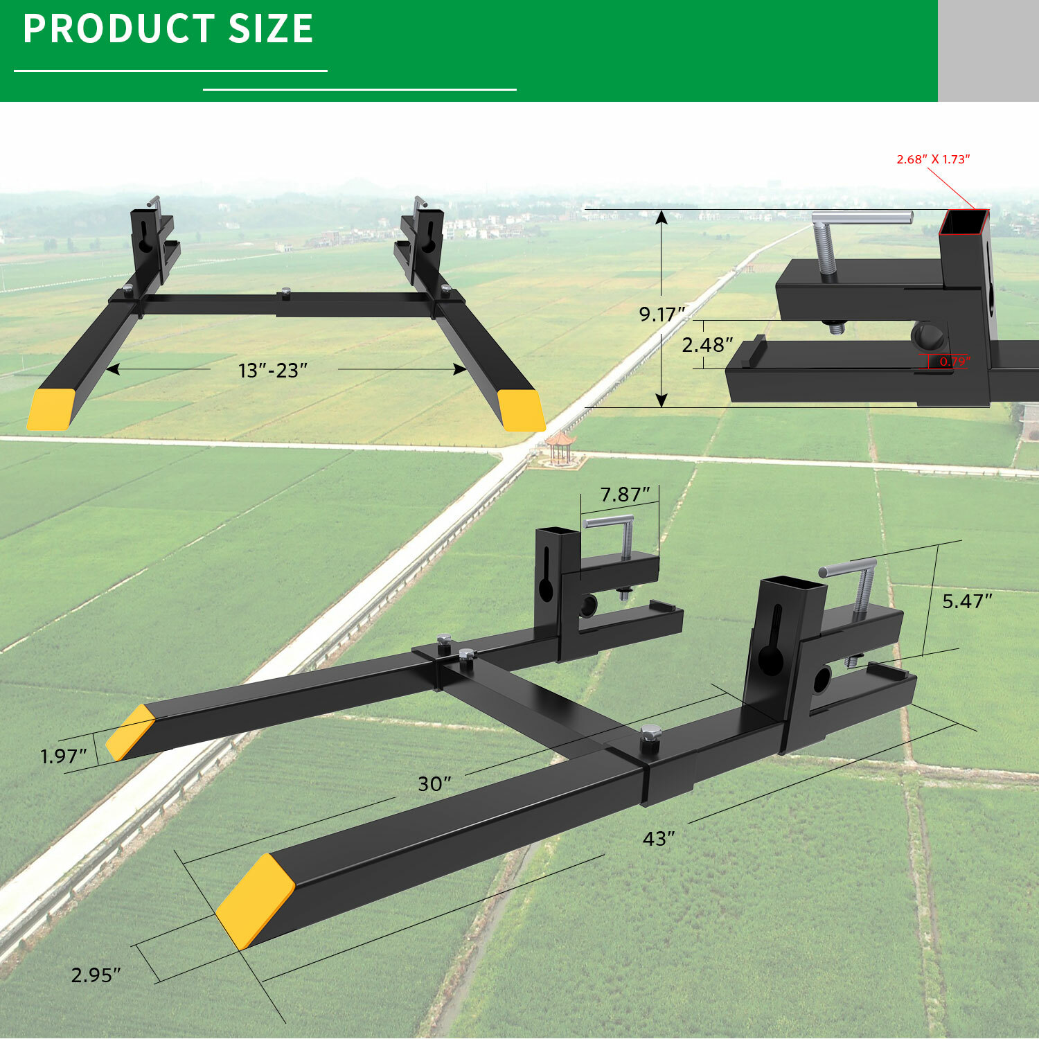 2000lb 4000lb Tractor Pallet Fork Bucket Clamp on Skid Steer Loader 43'' 60''