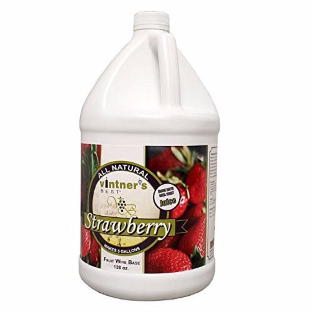 Vintners Best Fruit Wine Base Strawberry for Home Wine Making 128 oz. Jug