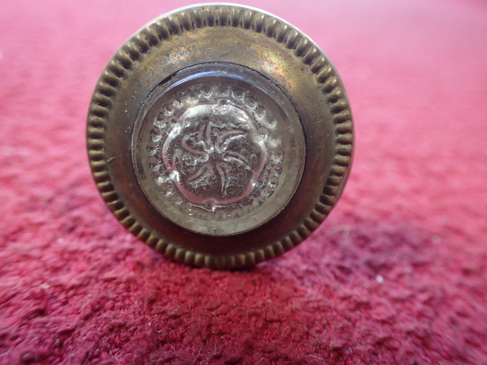 Antique Victorian Five (5) Sulfide Glass Brass Picture Hanging Nails