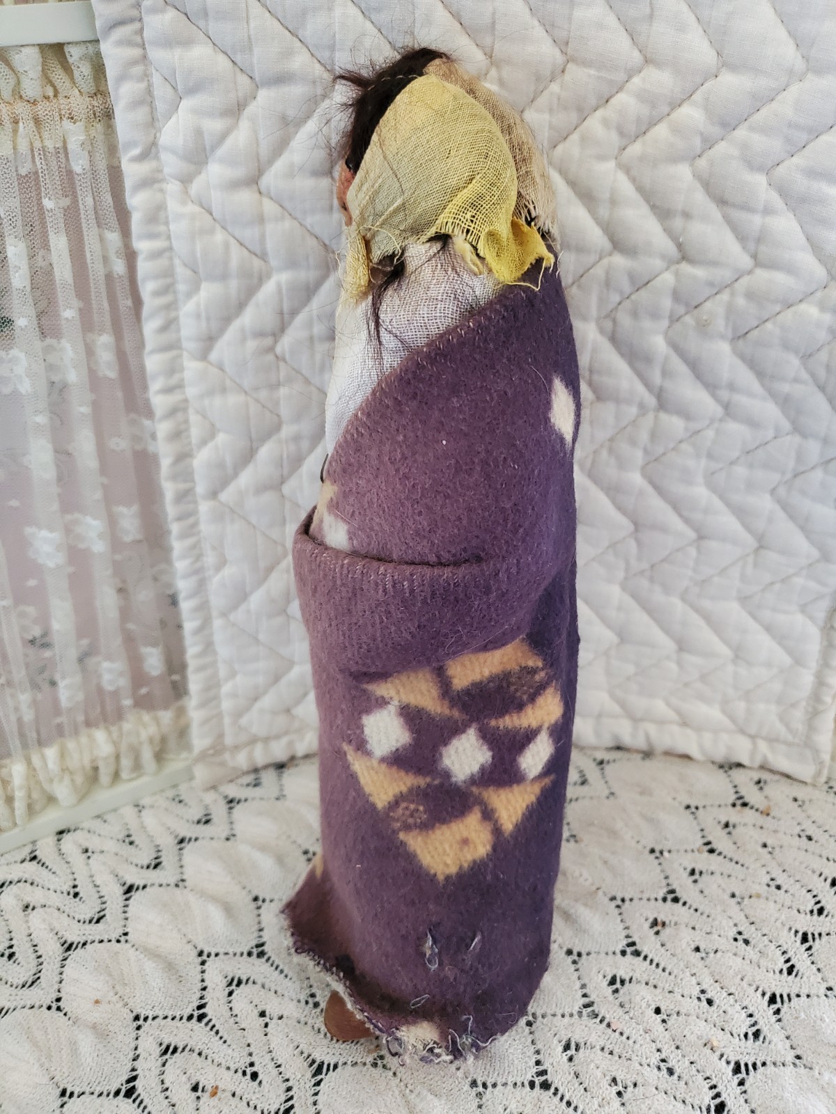 11" Early Mary Frances Woods Native American Indian Doll Skookum & Papoose