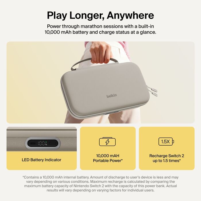 Gaming 30W Charging Case Pro for Nintendo Switch 2, Sand