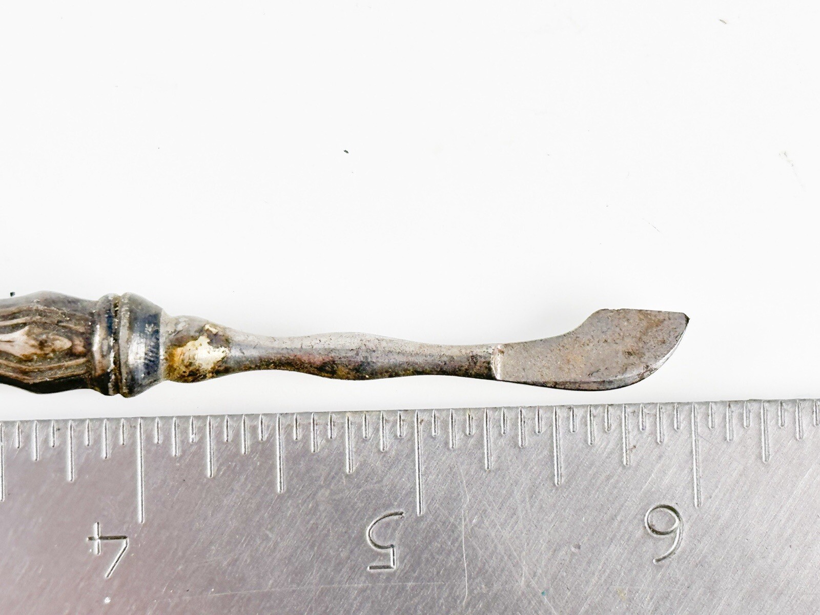Antique Victorian Fleam Ink Eraser Scratcher Silverplate Handle Blood Letting 6”