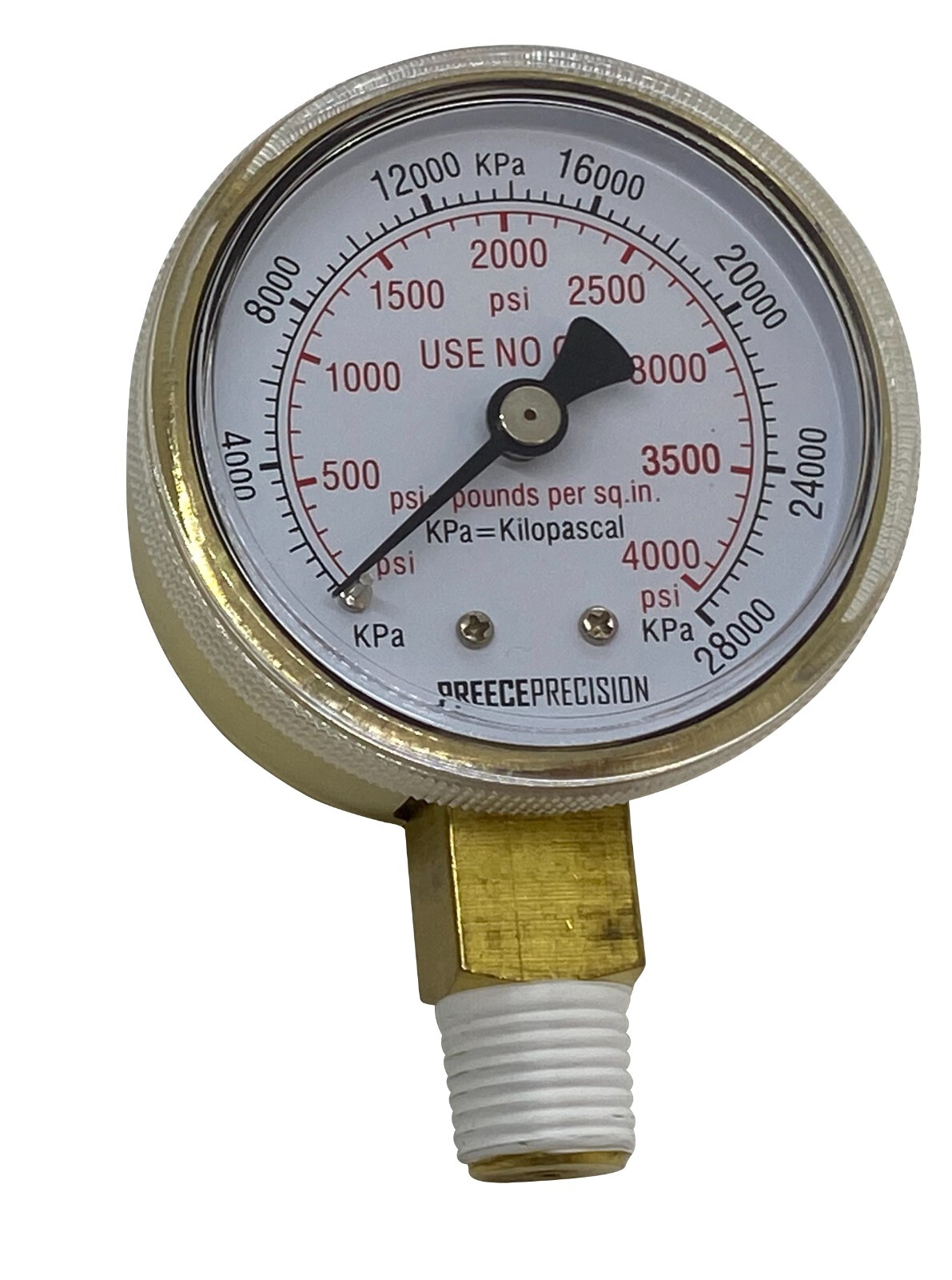 0-4000 PSI High Pressure Gauge 2" Dial 1/4" Bottom Mount USE NO OIL