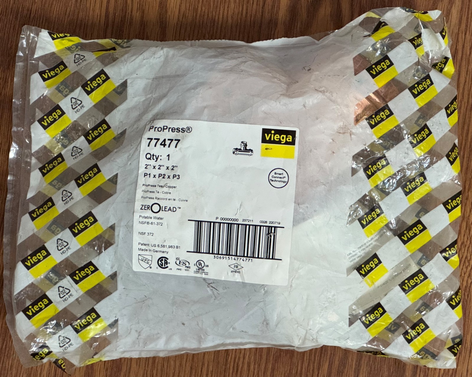 NEW Viega 77477 ProPress Copper 2" x 2" x 2" Tee P1 x P2 x P3 ~ Free Shipping