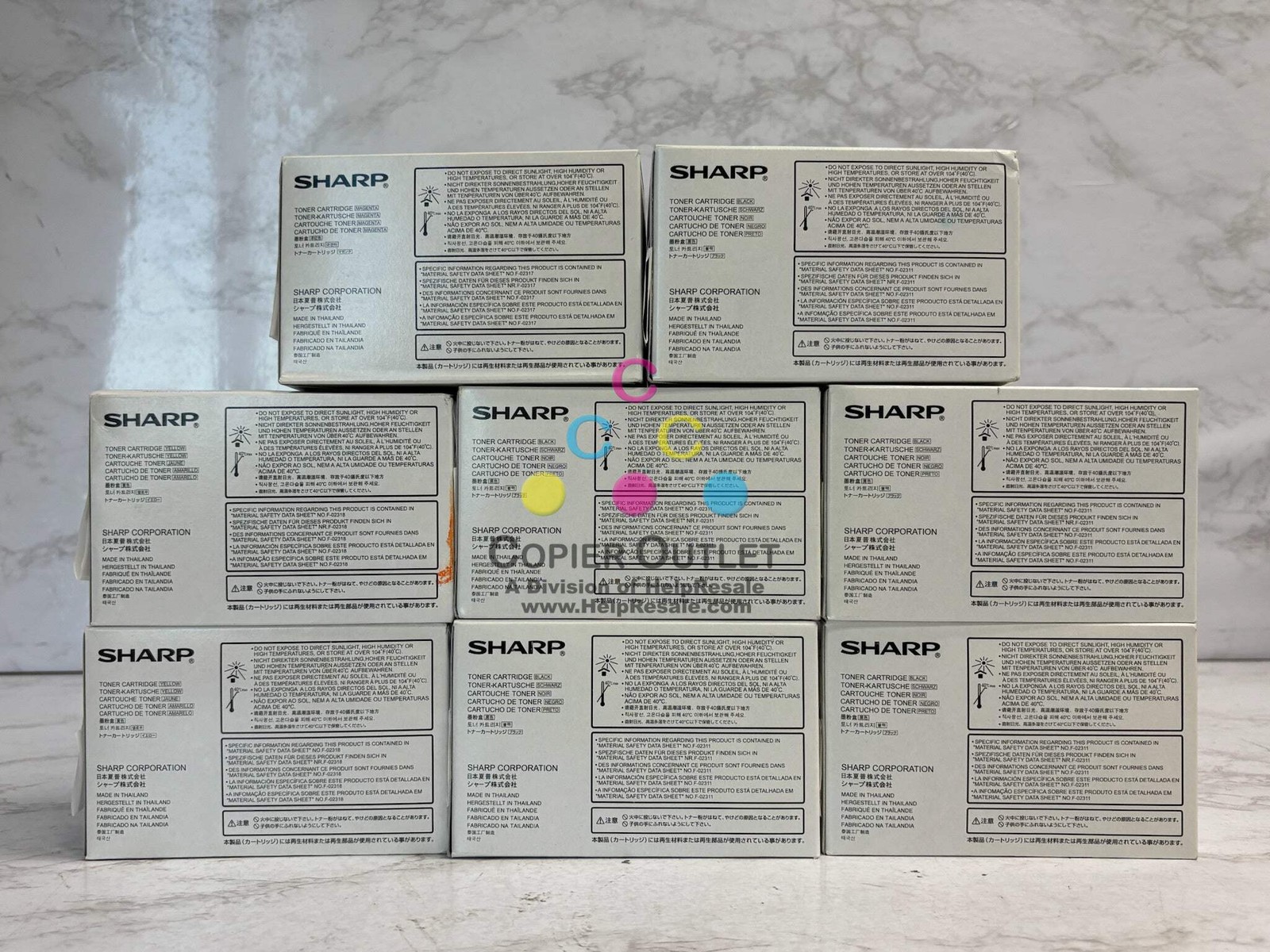 8 New OEM Sharp MX-C250,MX-C300P, MX-C304W Toners MX-C30NT MYYKKKKK Toners