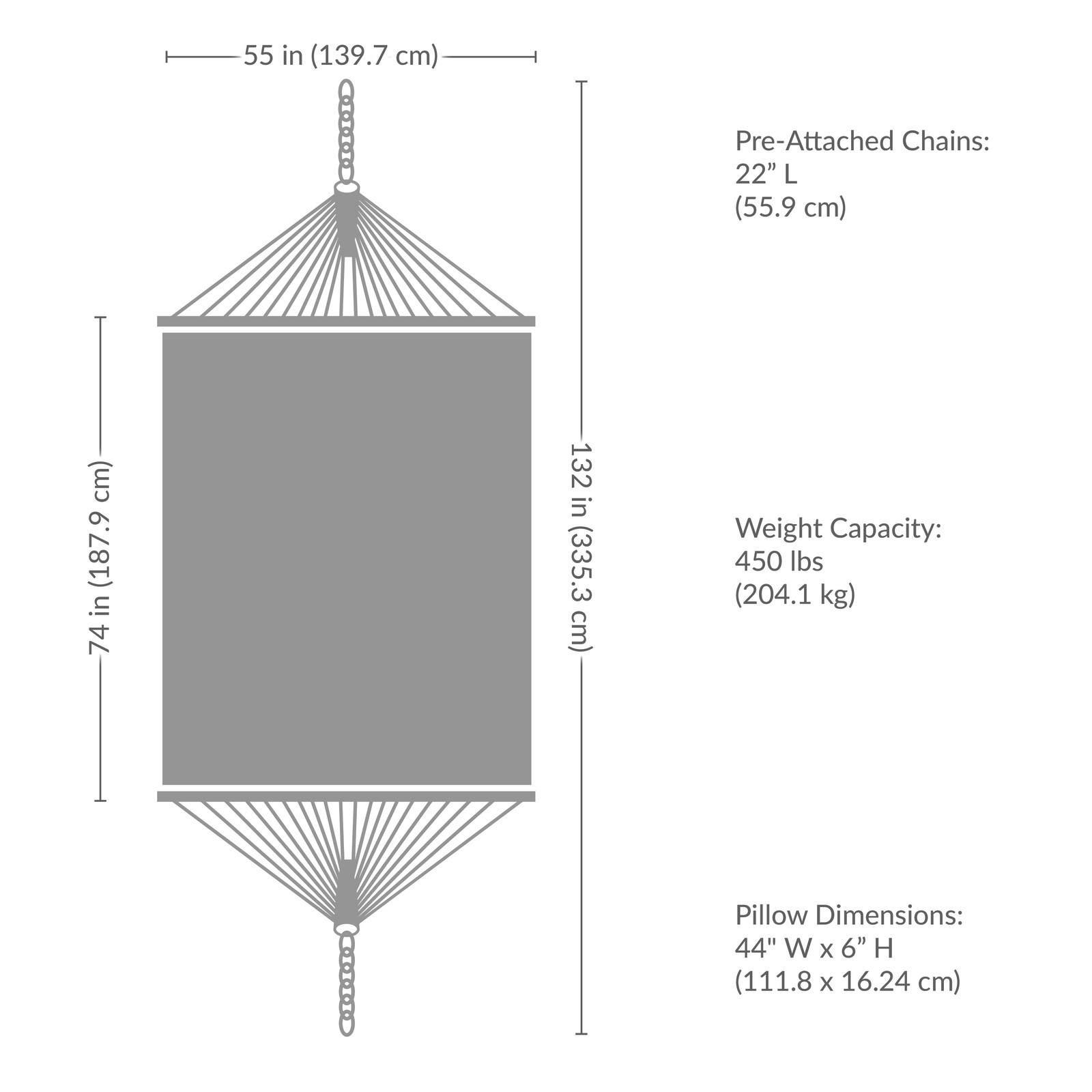 Quilted Hammock with Curved Spreader Bar - Neutral Stripe by Sunnydaze