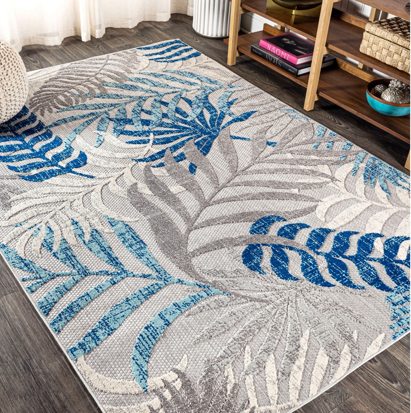 Jonathan Y Tropics Palm Leaves 5'x8' Indoor Outdoor Area Rug Patio Deck